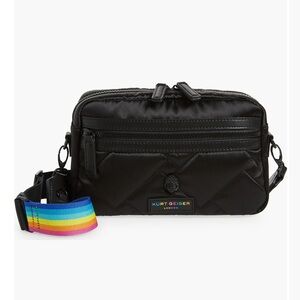 Kurt Geiger Black Quilted Bag with Rainbow Strap